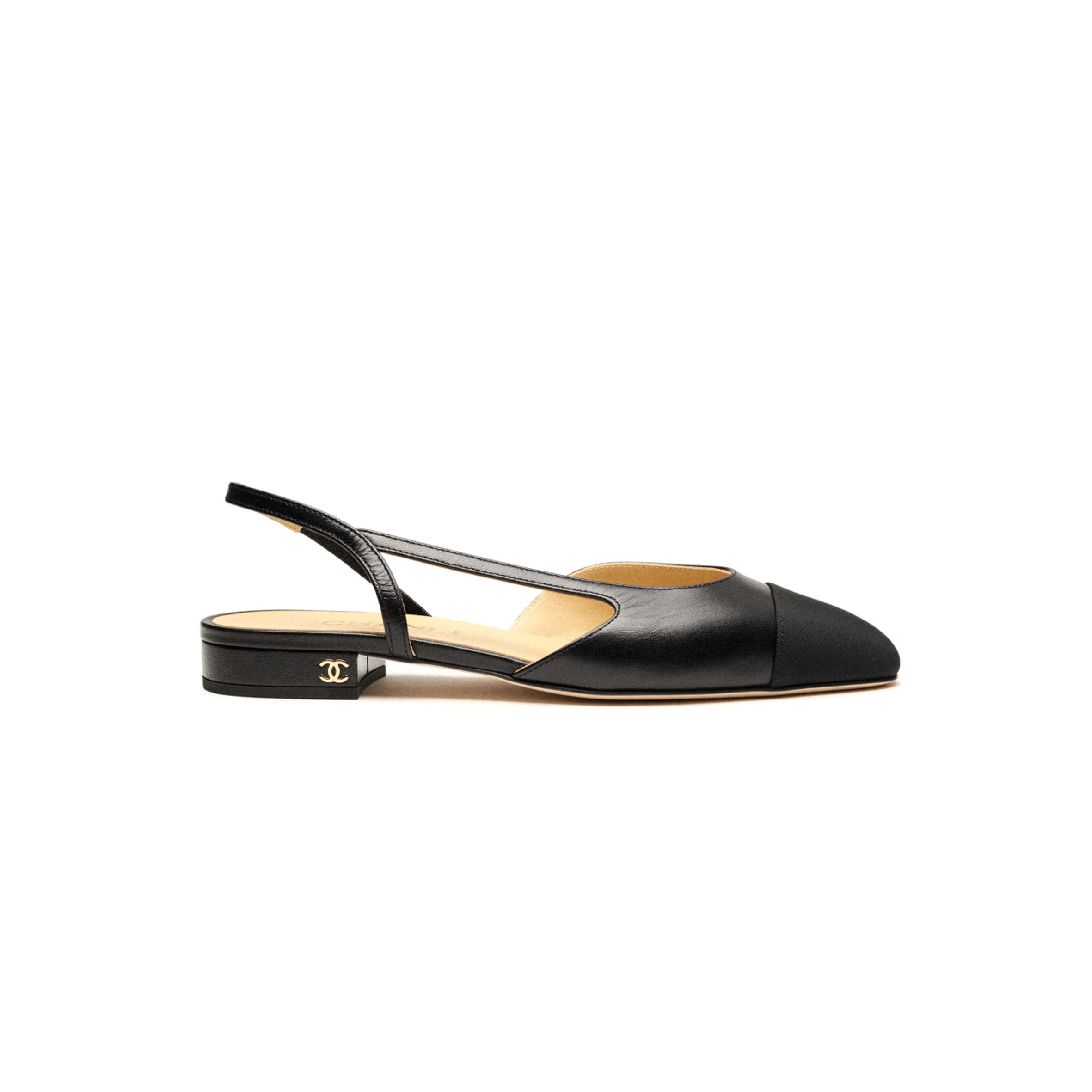 CHANEL SLINGBACKS GOATSKIN & GROSGRAIN BLACK G31319